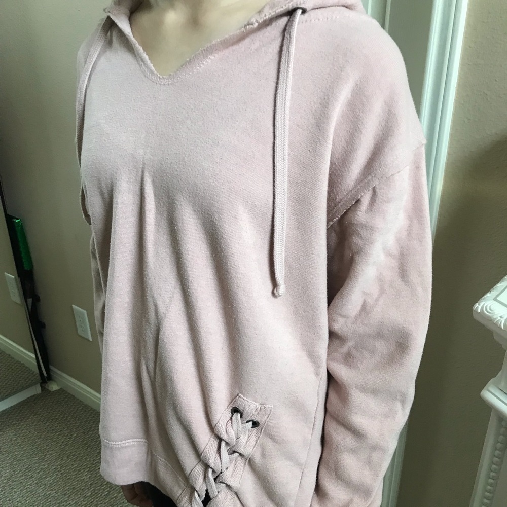EXPRESS pink sweatshirt with string detail